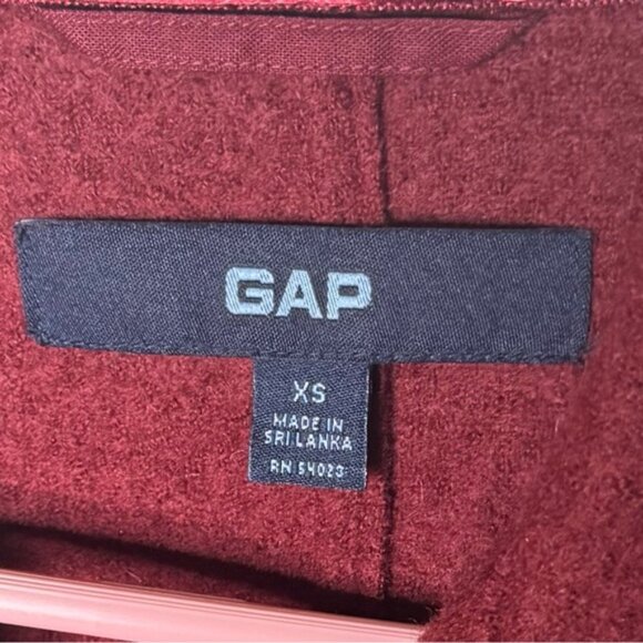 GAP Women's Deep Red Pea Coat size XS - Picture 3 of 4